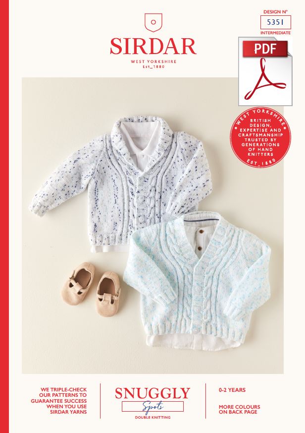 Sirdar 5351 Baby Cardigans in Snuggly Spots DK Knitting (PDF) Knit in a Box