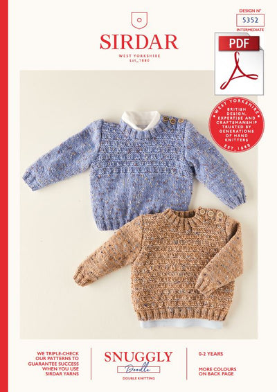 Sirdar 5352 Babie Sweater in Snuggly Doodle DK Knitting (PDF) Knit in a Box