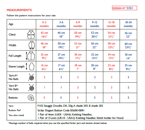 Sirdar 5353 Babie Hooded Jacket in Snuggly Doodle DK Knitting (PDF) Knit in a Box