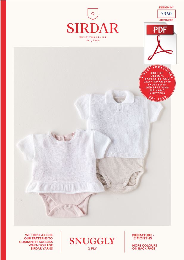 Sirdar 5360 Babie Vest in Snuggly 2 Ply Knitting (PDF) Knit in a Box 
