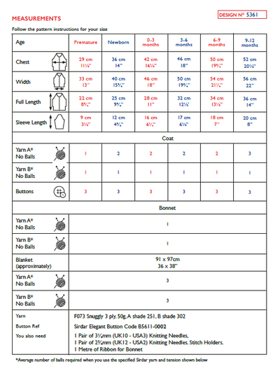Sirdar 5361 Babie Coat, Bonnet & Blanket in Snuggly 3 Ply Knitting (PDF) Knit in a Box