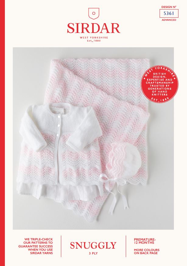 Sirdar 5361 Babie Coat, Bonnet & Blanket in Snuggly 3 Ply Knitting (PDF) Knit in a Box
