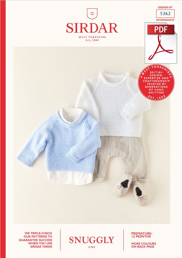 Sirdar 5362 Babie Sweater in Snuggly 4 Ply Knitting (PDF) Knit in a Box