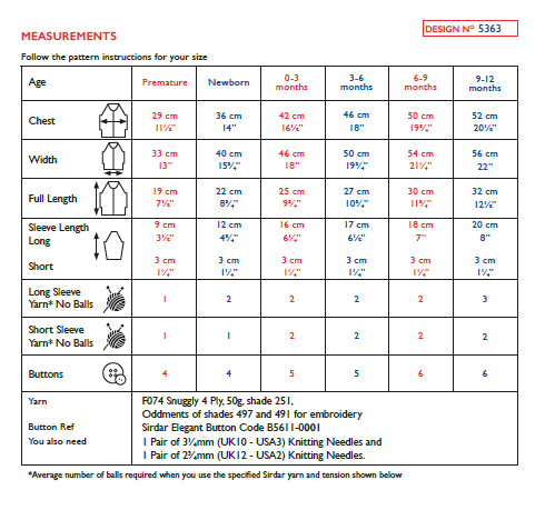 Sirdar 5363 Babie Cardigan in Snuggly 4 Ply Knitting (PDF) Knit in a Box