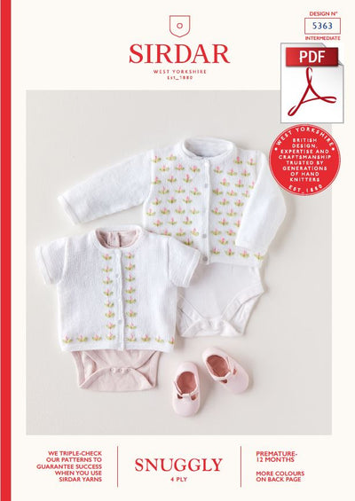 Sirdar 5363 Babie Cardigan in Snuggly 4 Ply Knitting (PDF) Knit in a Box