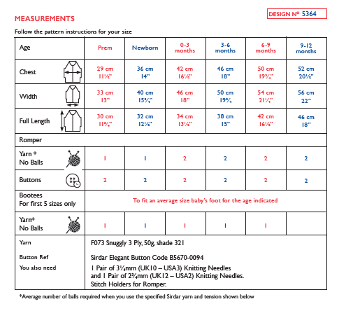 Sirdar 5364 Babie Romper in Snuggly 3 Ply Knitting (PDF) Knit in a Box