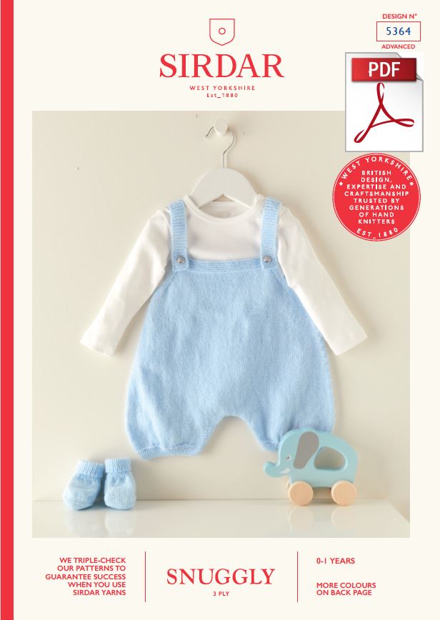 Sirdar 5364 Babie Romper in Snuggly 3 Ply Knitting (PDF) Knit in a Box 