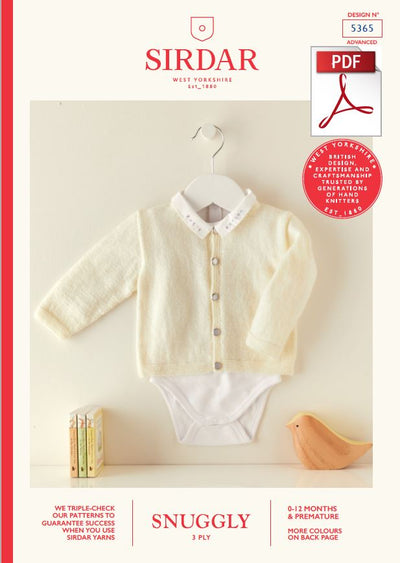 Sirdar 5365 Babie Cardigan in Snuggly 3 Ply Knitting (PDF) Knit in a Box