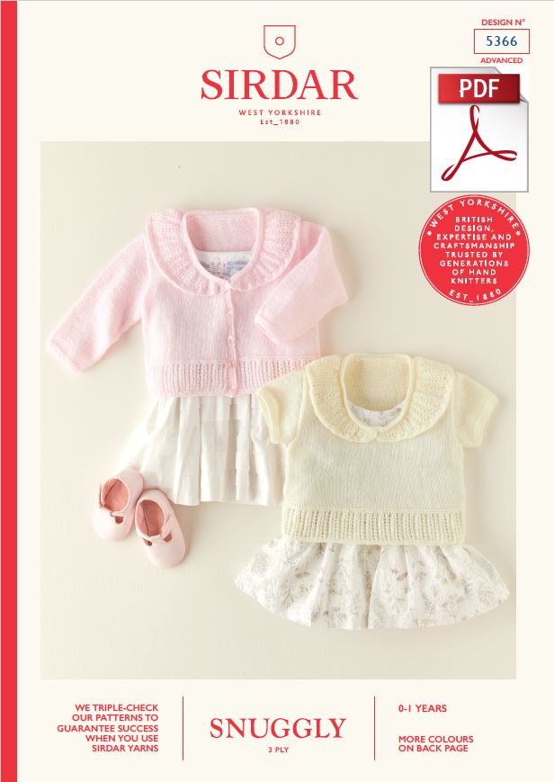 Sirdar 5366 Babie Top & Cardigan in Snuggly 3 Ply Knitting (PDF) Knit in a Box