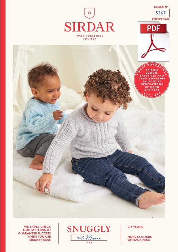 Sirdar 5367 Babie Sweater in Snuggly 3 Ply Knitting (PDF) Knit in a Box