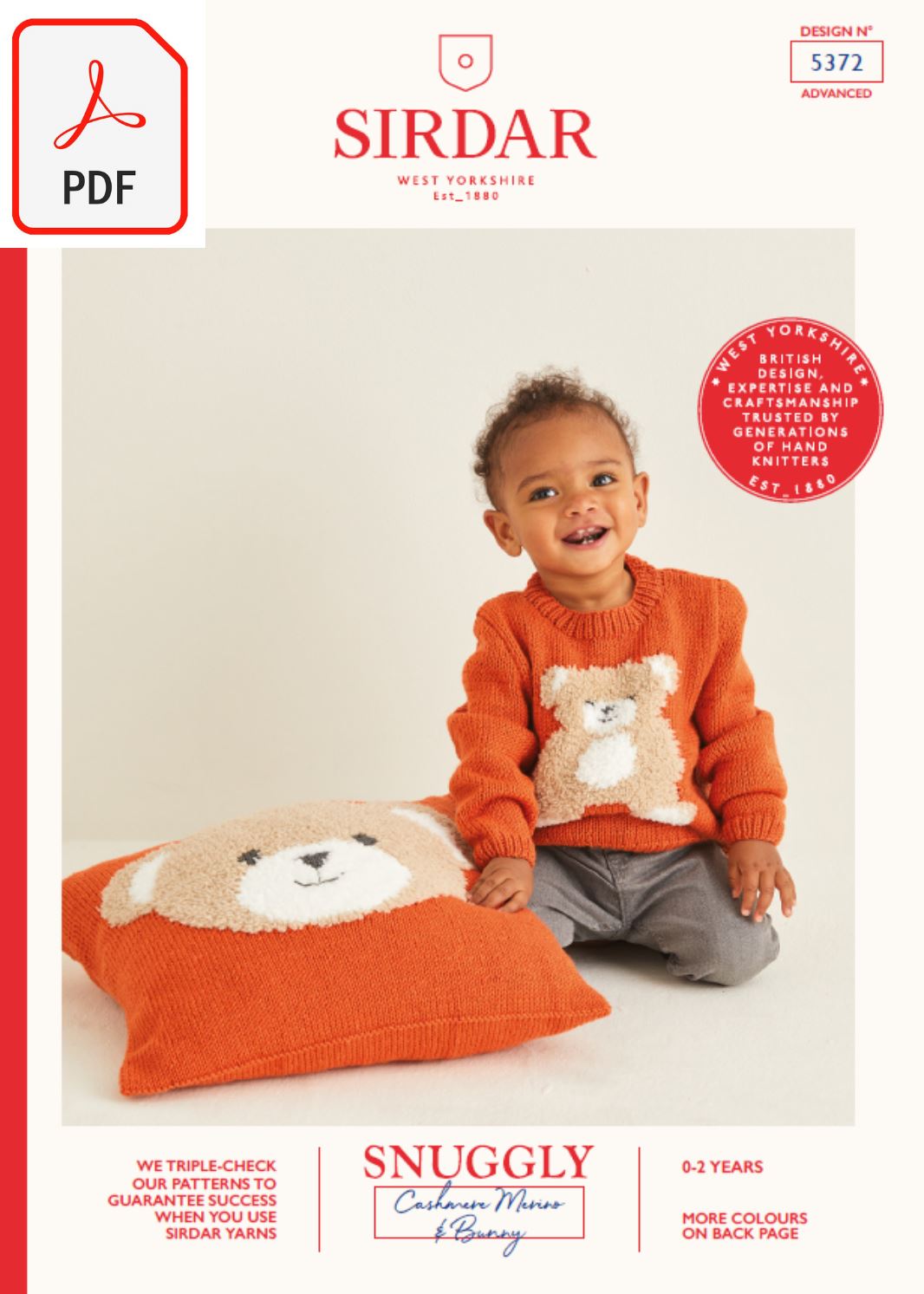 Sirdar 5372 Baby Sweater & Cushion in Snuggly Cashmere Merino DK & Snuggly Bunny (PDF) Knit in a Box