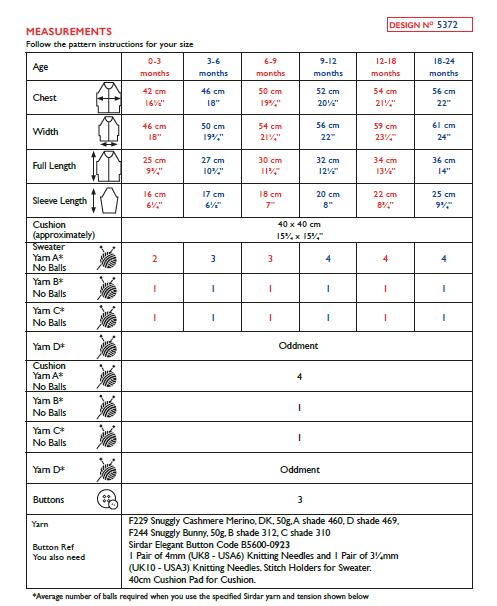 Sirdar 5372 Baby Sweater & Cushion in Snuggly Cashmere Merino DK & Snuggly Bunny (PDF) Knit in a Box