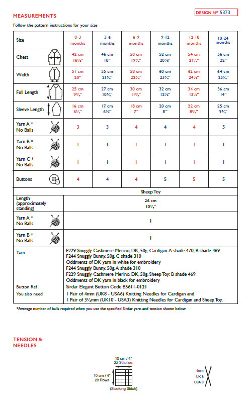 Sirdar 5373 Baby Cardigan & Sheep Toy in Snuggly Cashmere Merino DK & Snuggly Bunny (PDF) Knit in a Box
