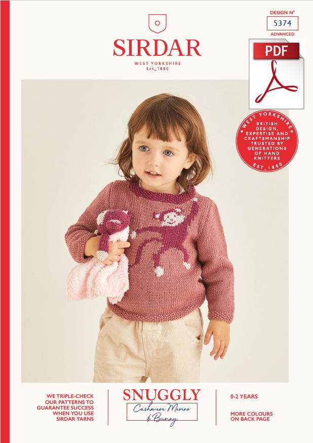 Sirdar 5374 Baby Sweater & Cuddle Blanket in Snuggly Cashmere Merino DK & Snuggly Bunny (PDF) Knit in a Box 