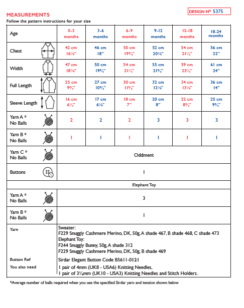 Sirdar 5375 Baby Sweater & Elephant Toy in Snuggly Cashmere Merino DK & Snuggly Bunny (PDF) Knit in a Box