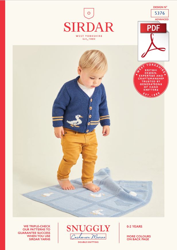 Sirdar 5376 Babie Cardigan in Snuggly Cashmere Merino DK Knitting (PDF) Knit in a Box