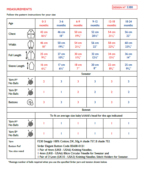 Sirdar 5380 Babie Sweater & Bonnet in Snuggly 100% Cotton DK Knitting (PDF) Knit in a Box