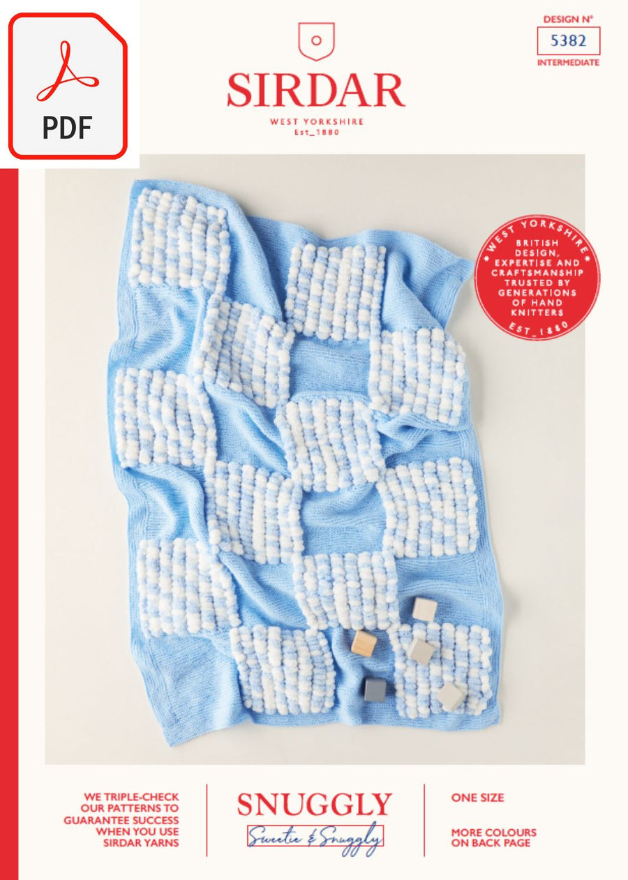 Sirdar 5382 Blanket in Snuggly Sweetie & Snuggly DK Knitting (PDF) Knit in a Box 