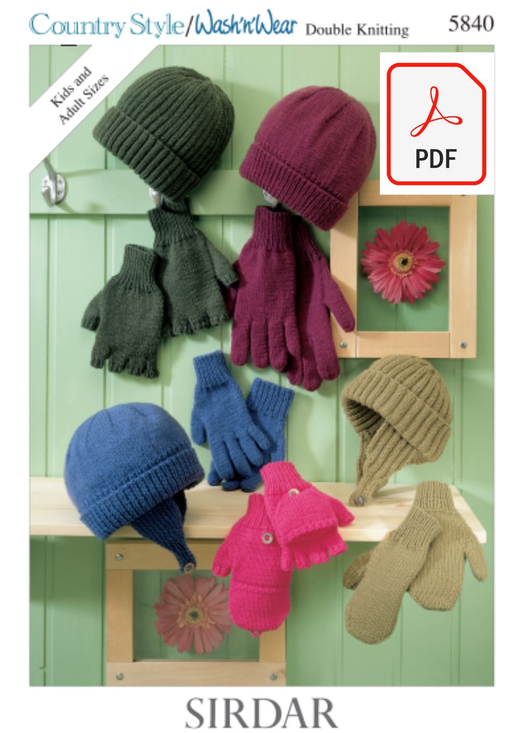 Sirdar 5840 Hats and Gloves in Country Style DK (PDF) Knit in a Box