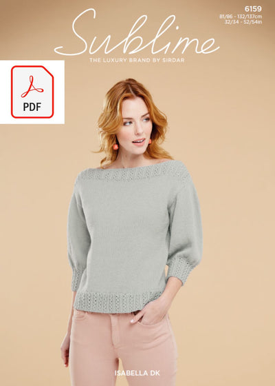Sirdar 6159 Lady Boatneck Top in Sublime Isabella DK (PDF) Knit in a Box