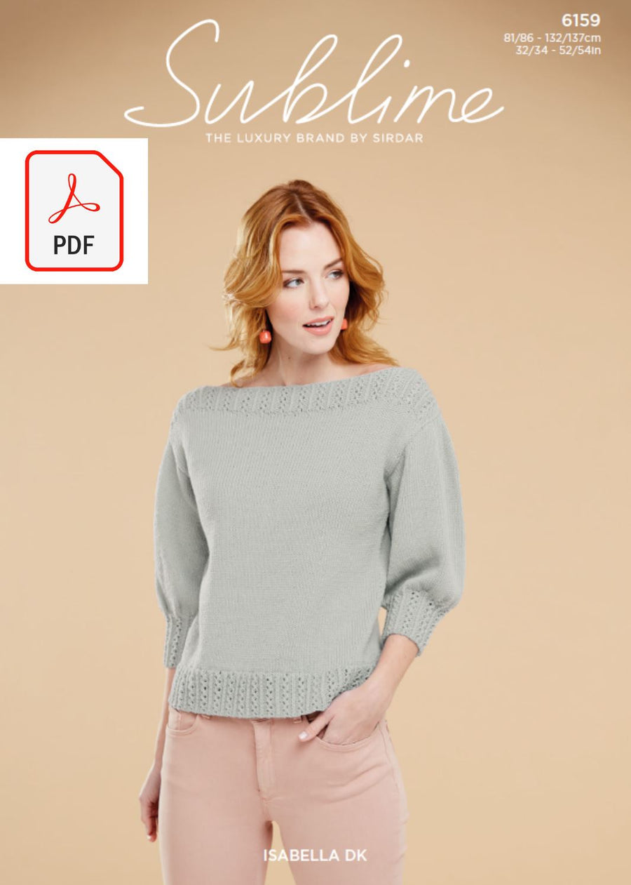 Sirdar 6159 Lady Boatneck Top in Sublime Isabella DK (PDF) Knit in a Box 