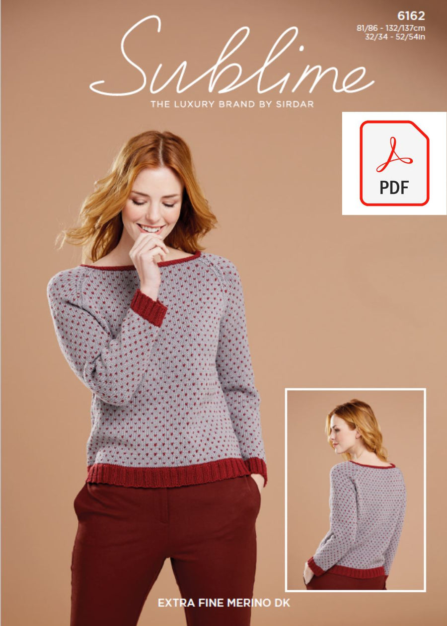 Sirdar 6162 Lady Sweater in Sublime Extra Fine Merino Wool DK (PDF) Knit in a Box 