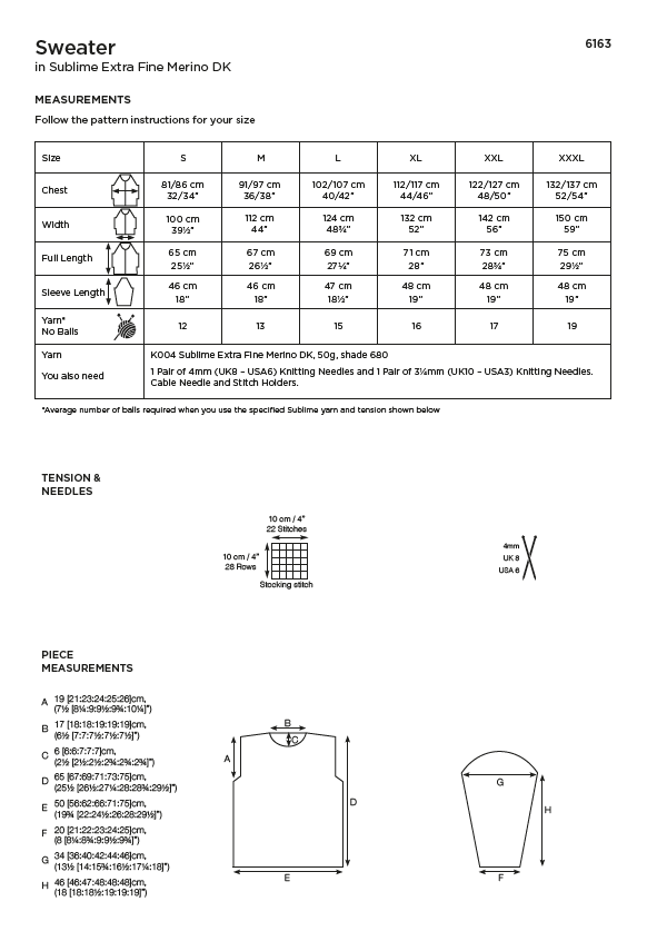Sirdar 6163 Lady Sweater in Sublime Extra Fine Merino Wool DK (PDF) Knit in a Box