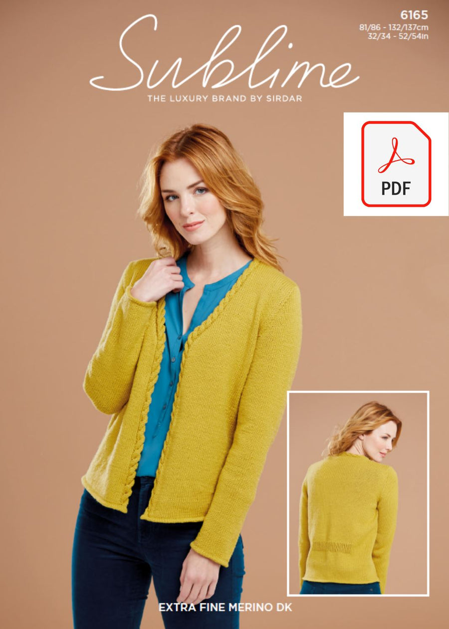 Sirdar 6165 Lady Cable Front Cardigan in Sublime Extra Fine Merino Wool DK (PDF) Knit in a Box 