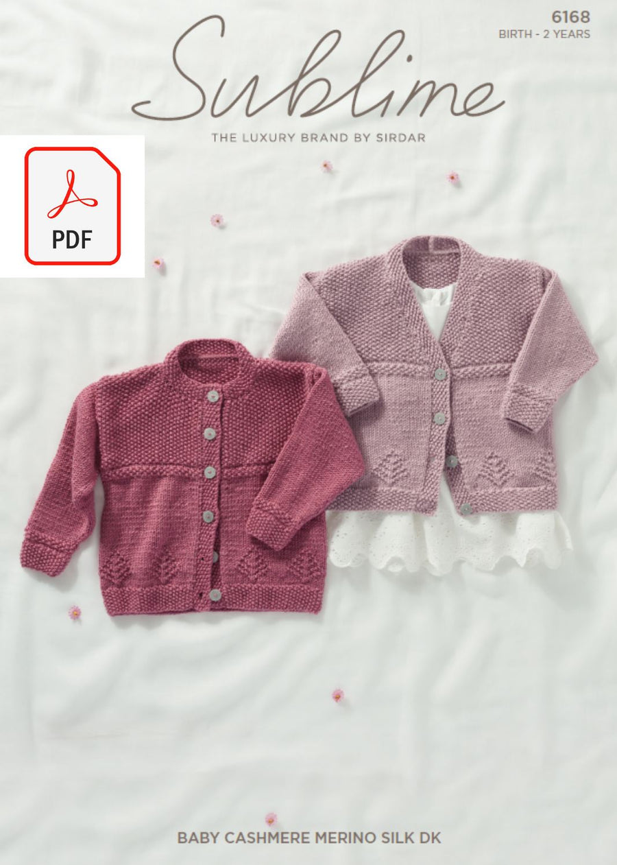 Sirdar 6168 Baby Cardigan in Sublime Baby Cashmere Merino Silk DK (PDF) Knit in a Box 