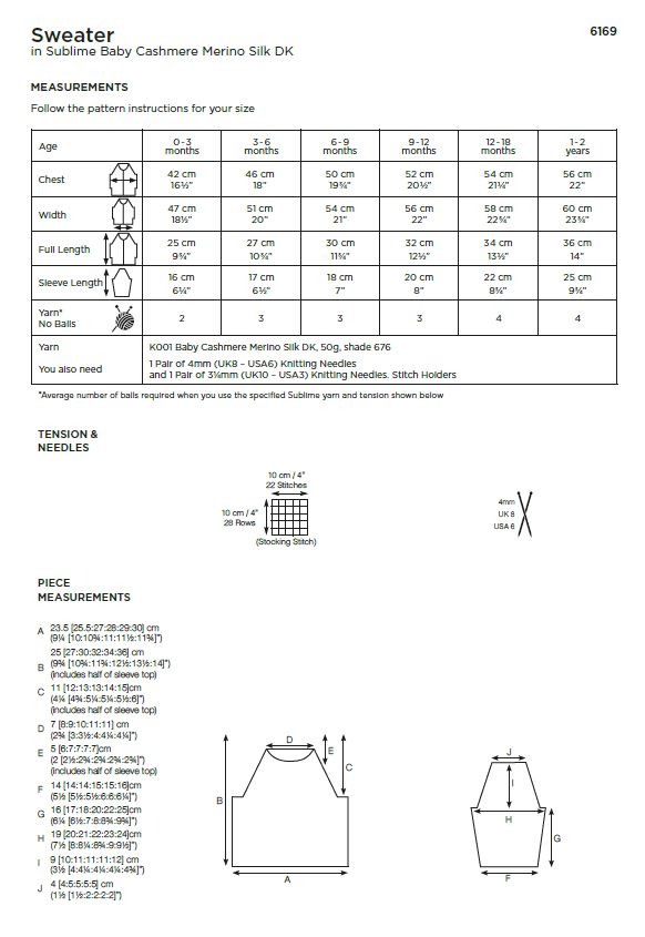 Sirdar 6169 Baby Sweater in Sublime Baby Cashmere Merino Silk DK (PDF) Knit in a Box