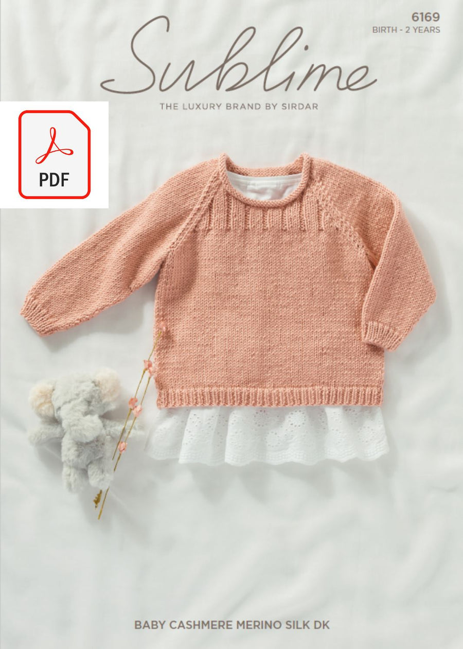 Sirdar 6169 Baby Sweater in Sublime Baby Cashmere Merino Silk DK (PDF) Knit in a Box 