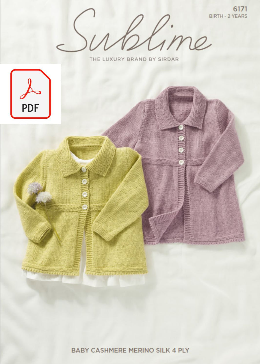 Sirdar 6171 Baby Cardigans in Sublime Baby Cashmere Merino Silk 4 Ply (PDF) Knit in a Box 