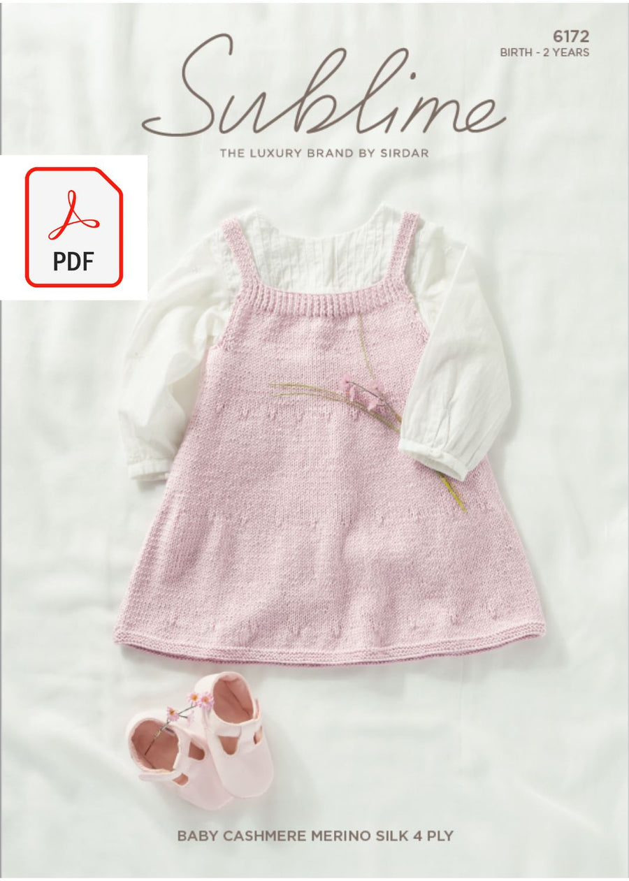 Sirdar 6172 Baby Pinafore in Sublime Baby Cashmere Merino Silk 4 Ply (PDF) Knit in a Box 