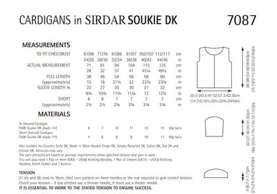 Sirdar 7087 Cardigan in Soukie DK (PDF) Knit in a Box