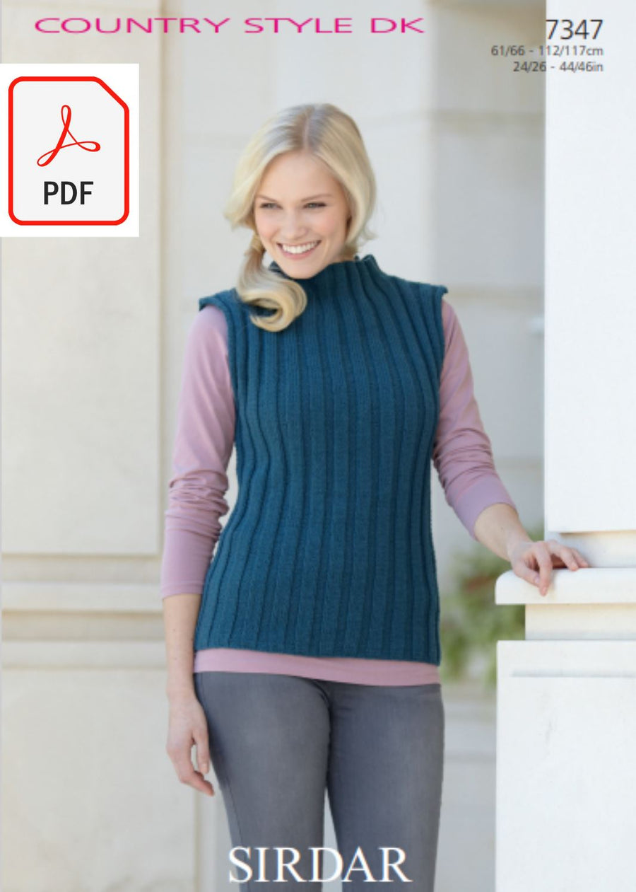 Sirdar 7347 Sweater and Sleevless Top in Country Style DK (PDF) Knit in a Box 
