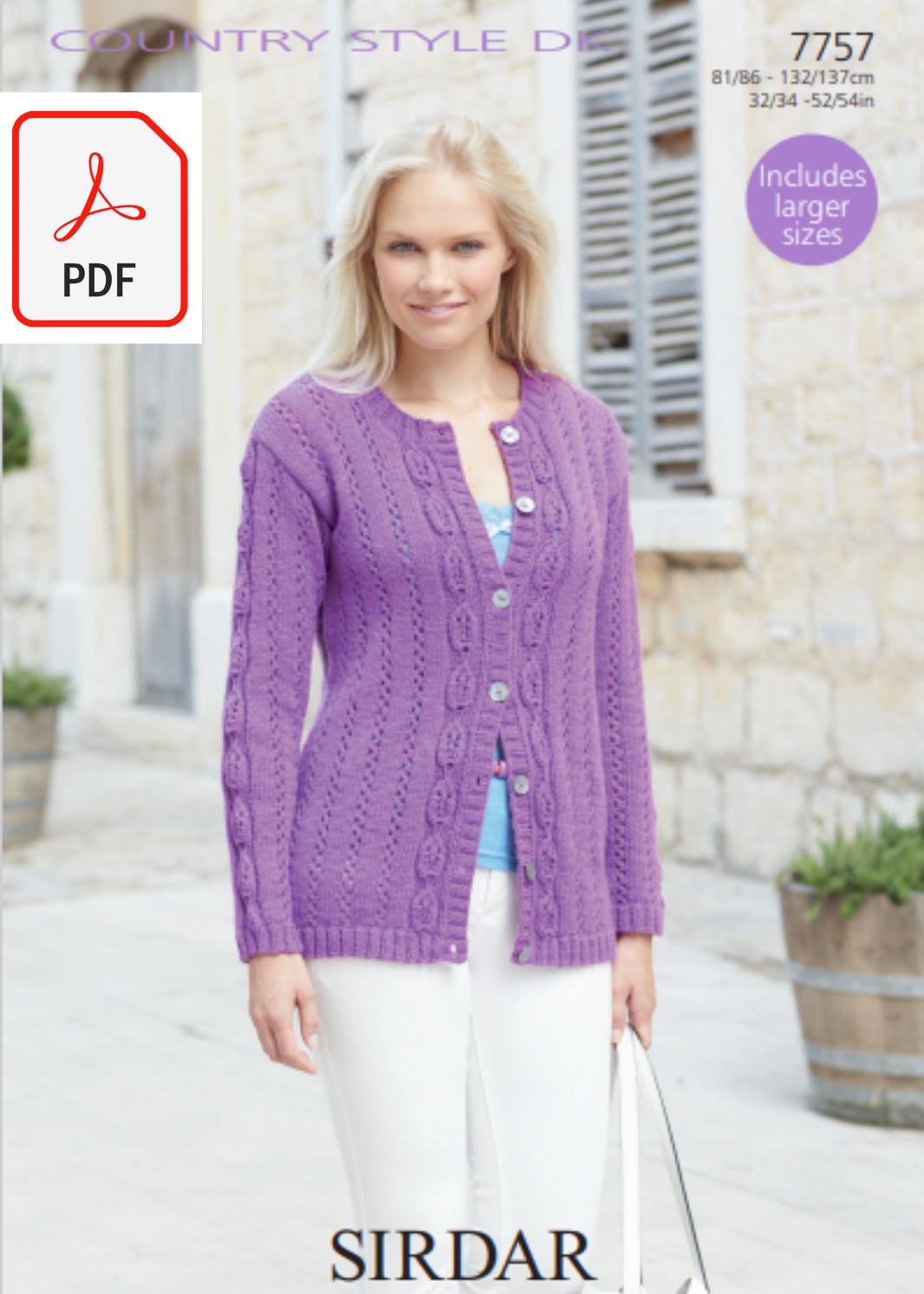 Sirdar 7757 Cardigan in Country Style DK (PDF) Knit in a Box
