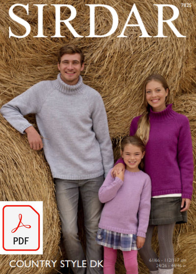 Sirdar 7825 Family Sweaters in Country Style DK (PDF) Knit in a Box