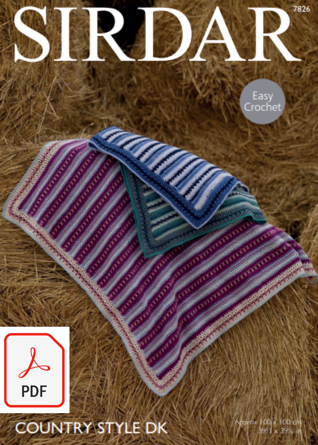 Sirdar 7826 Blankets in Country Style DK (PDF) Knit in a Box