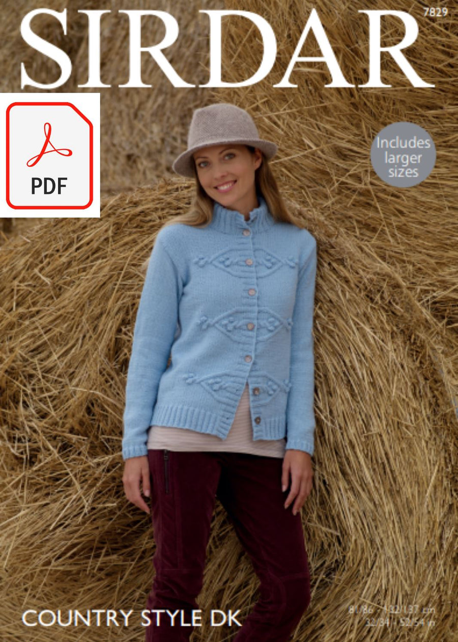 Sirdar 7829 Jacket in Country Style DK (PDF) Knit in a Box 