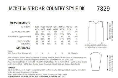 Sirdar 7829 Jacket in Country Style DK (PDF) Knit in a Box