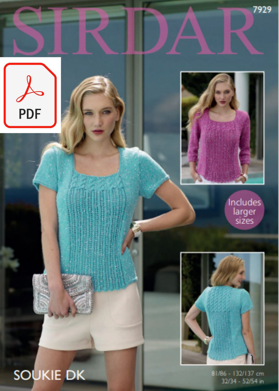 Sirdar 7929 Lady´s Tops in Soukie DK (PDF) Knit in a Box 