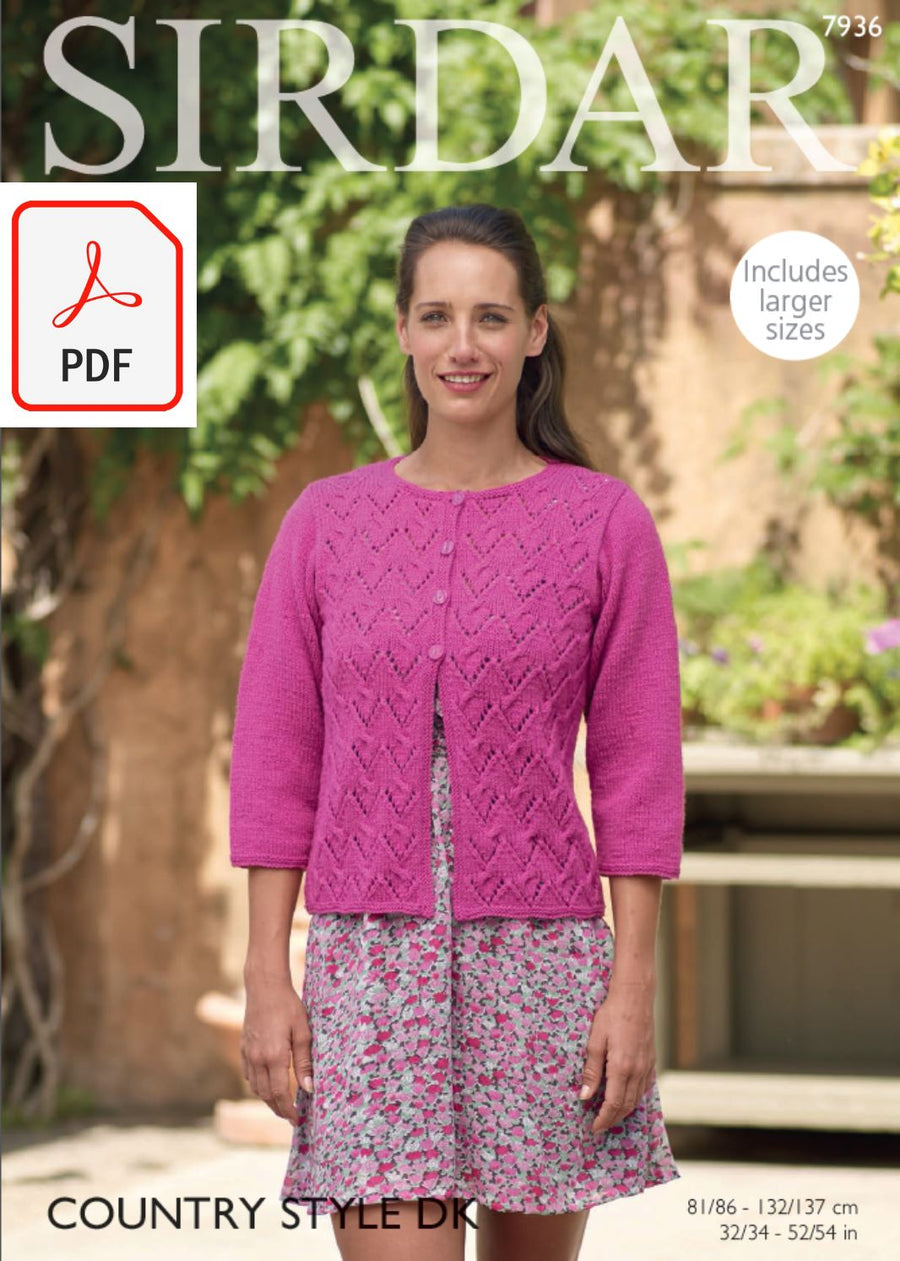 Sirdar 7936 Woman´s Jacket in Country Style DK (PDF) Knit in a Box 