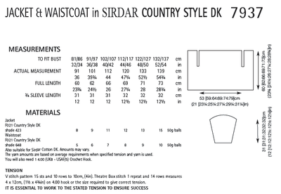 Sirdar 7937 Jacket and Waistcoat in Country Style DK (PDF) Knit in a Box
