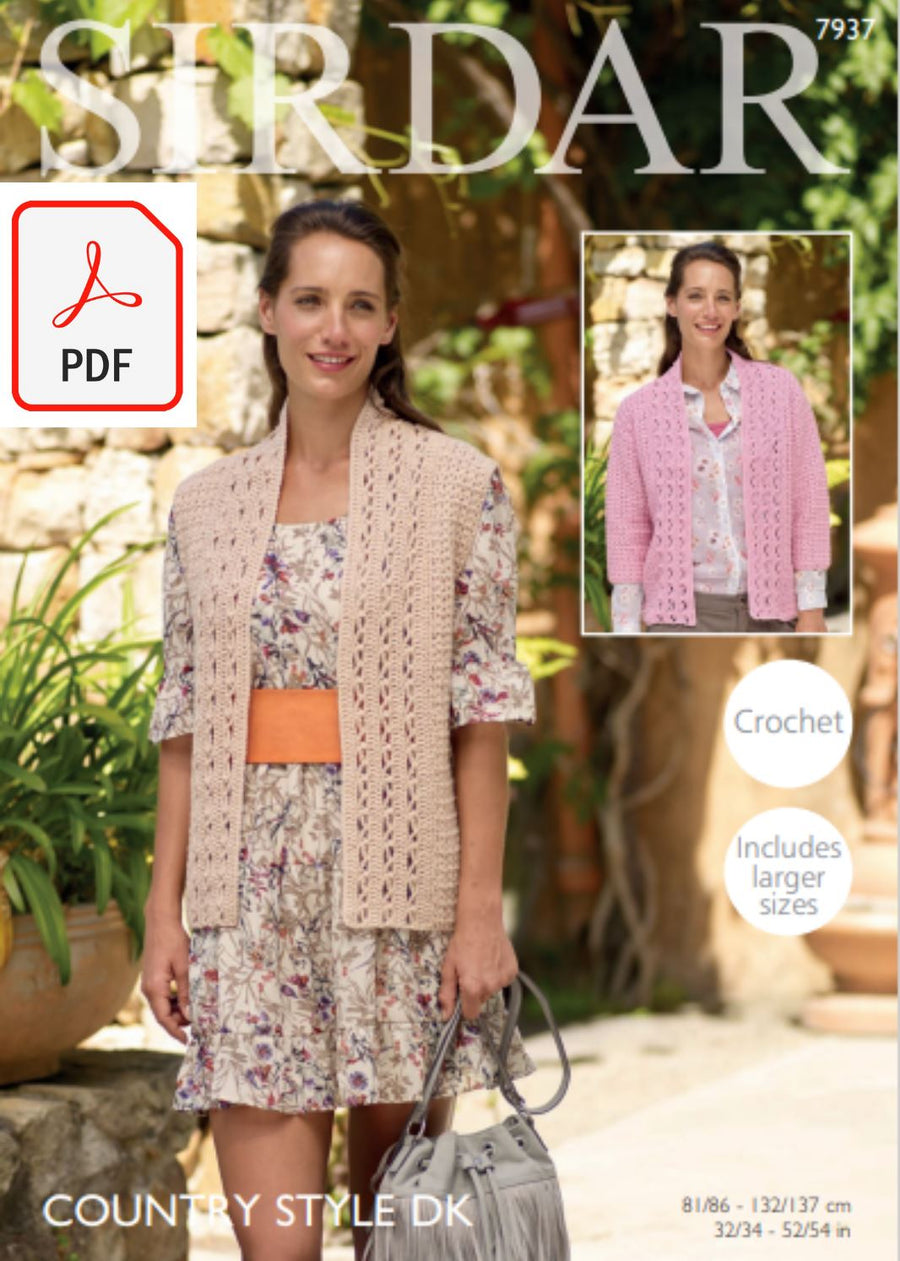 Sirdar 7937 Jacket and Waistcoat in Country Style DK (PDF) Knit in a Box 