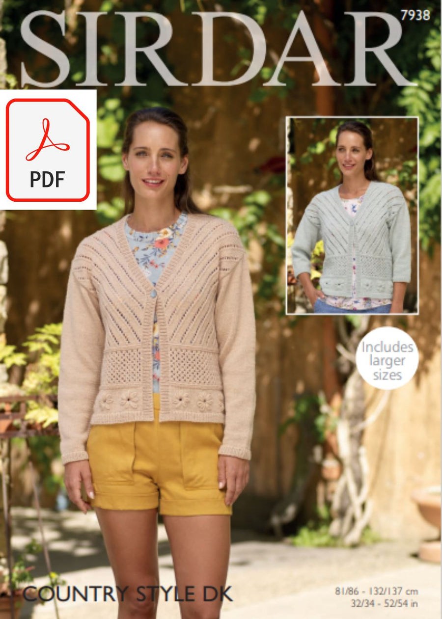 Sirdar 7938 Jacket in Country Style DK (PDF) Knit in a Box 