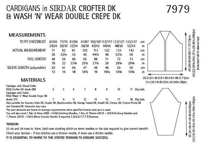 Sirdar 7979 Cardigans in DK Yarns Pattern (PDF) Knit in a Box