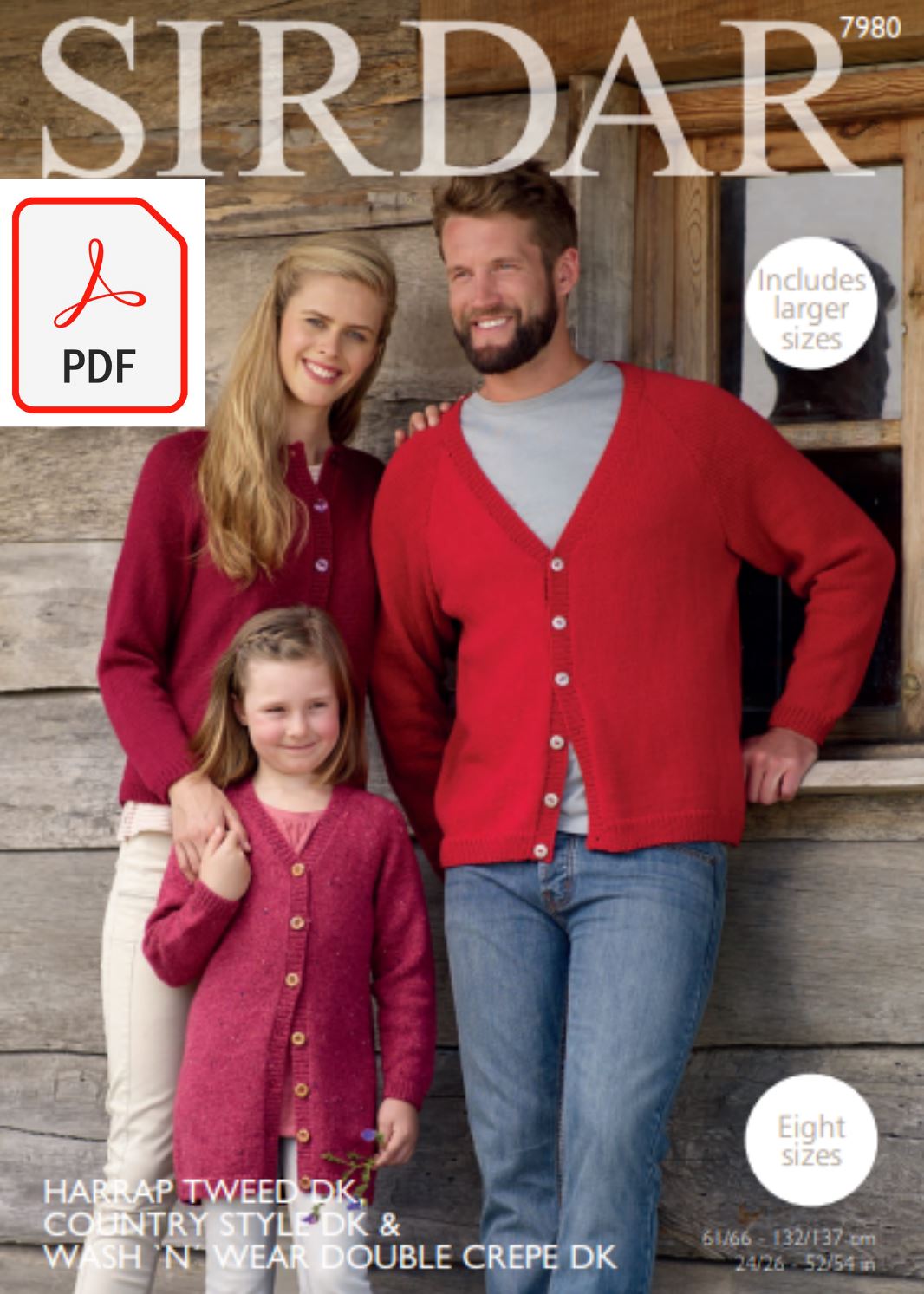 Sirdar 7980 Family Cardigans in Sirdar DK Yarns (PDF) Knit in a Box