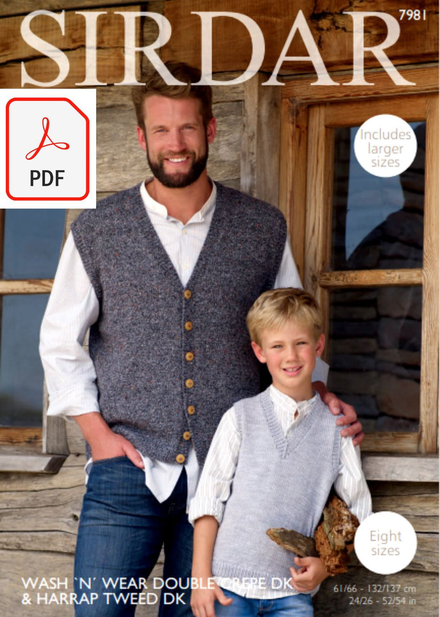 Sirdar 7981 Waistcoat & Tanktop in Sirdar DK Yarns (PDF) Knit in a Box 