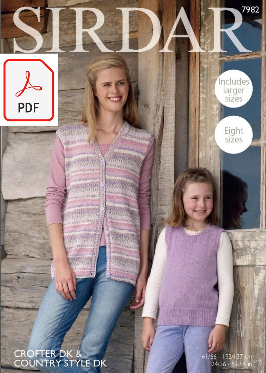 Sirdar 7982 Waistcoat & Tanktop in Sirdar DK Yarns (PDF) Knit in a Box 