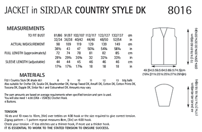 Sirdar 8016 Jacket in Country Style DK (PDF) Knit in a Box
